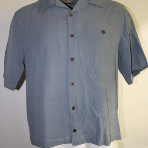 Beyond Paradise XL Solid Casual Button Front Silk